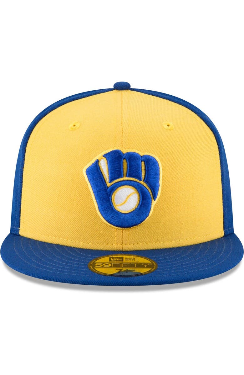 New Era Men's New Era Yellow Milwaukee Brewers Cooperstown Collection Wool 59FIFTY Fitted Hat, Alternate, color, Yellow