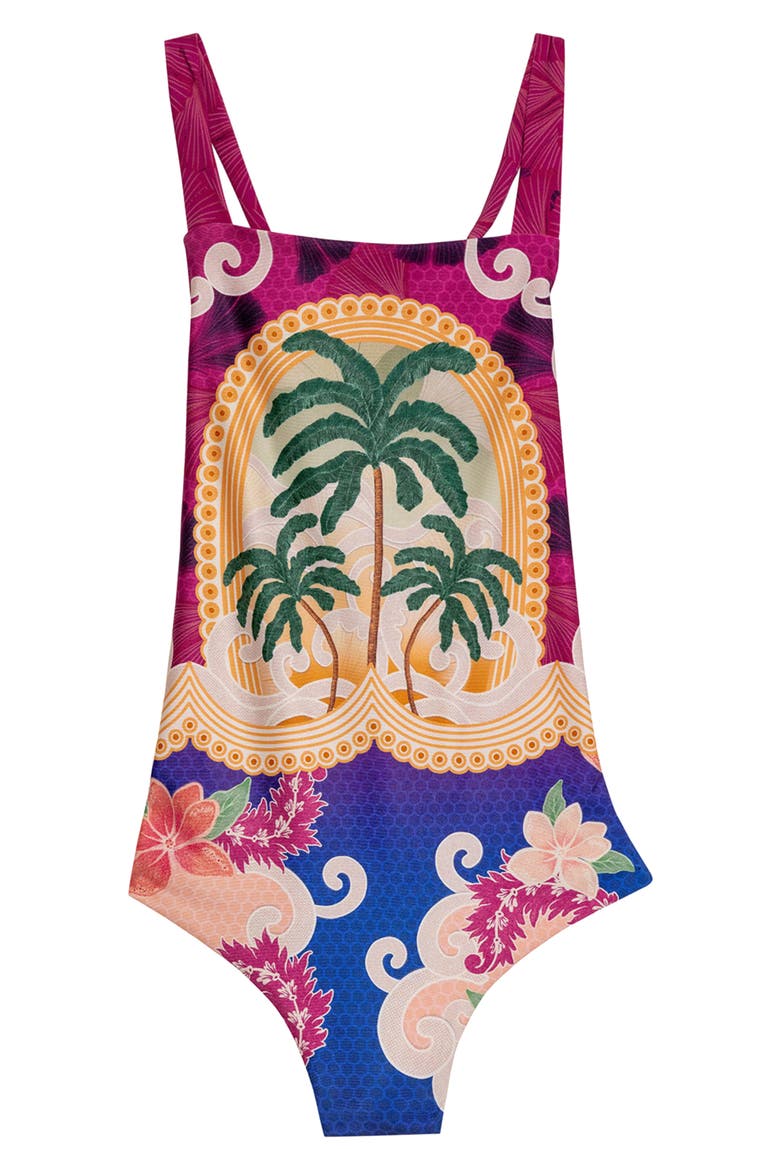 Kids' Amina Thamar Reversible One-Piece Swimsuit, Main, color, BLUE