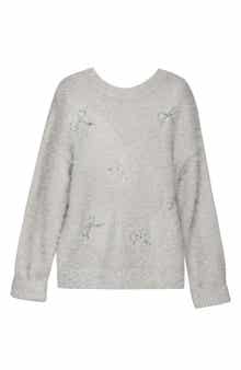 Kids' Fuzzy Metallic Bow Sweater
