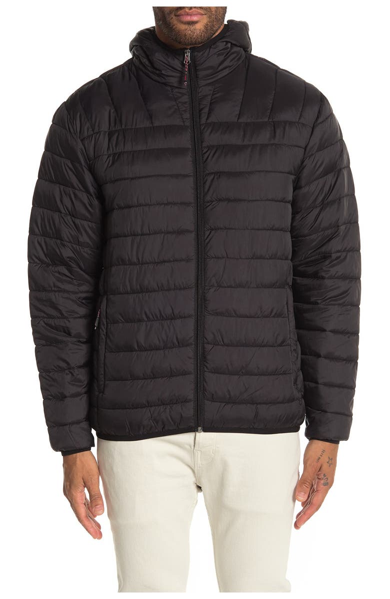 HAWKE & CO PrimaLoft Hooded Packable Quilted Jacket, Alternate, color, Black