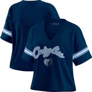 WEAR by Erin Andrews Women's WEAR by Erin Andrews Navy Memphis Grizzlies Color Block Boxy V-Neck T-Shirt