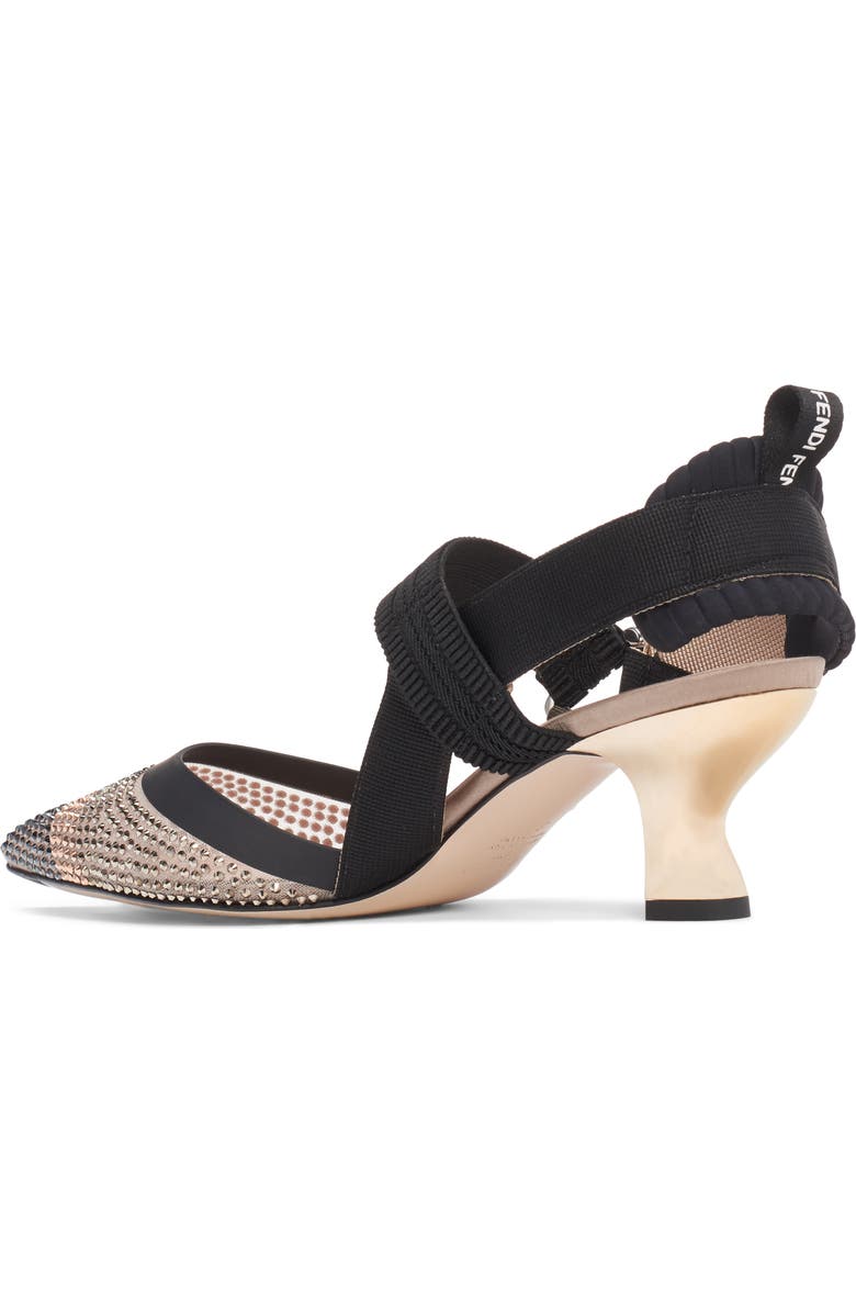 Fendi Colibri Strass Embellished Pointed Toe Slingback Pump, Alternate, color,