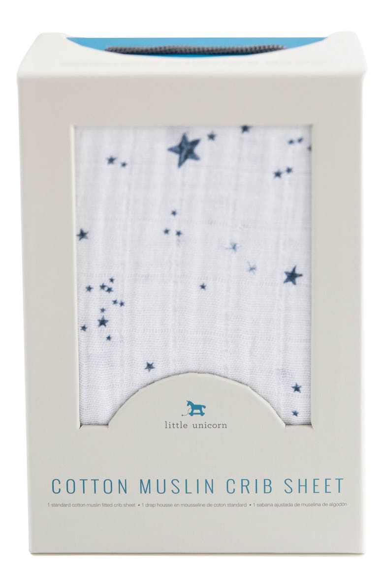 little unicorn Cotton Muslin Crib Sheet, Main, color, Shooting Stars