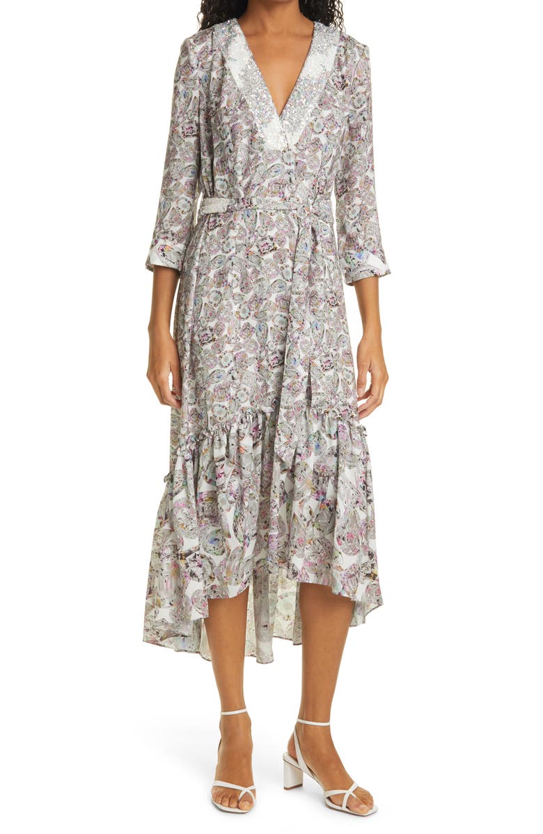 Le Superbe Diamond Life High/Low Belted Midi Dress, Main, color, 