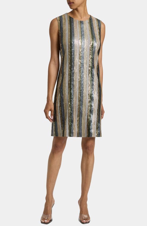 Santorelli Aretha Sleeveless Sequin Shift Dress In Gray