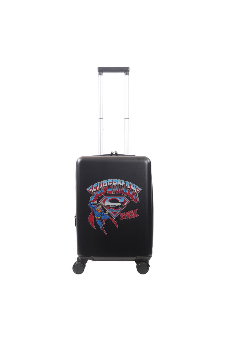 Superman "Man of Steel" 22.5" Hardside Carry-On Spinner, Alternate, color, BLACK