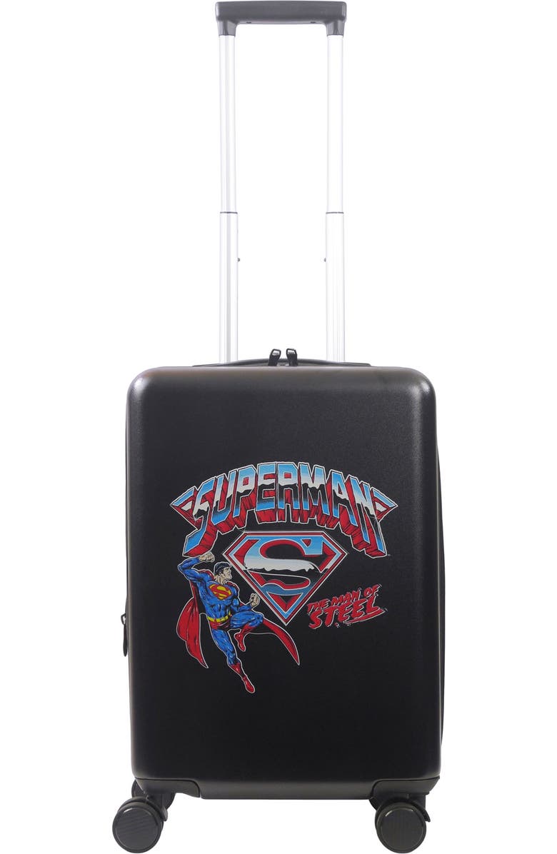 Ful Superman "Man of Steel" 22.5" Hardside Carry-On Spinner, Alternate, color, Black