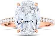 HauteCarat Oval Cut Pavé Lab Grown Diamond Ring