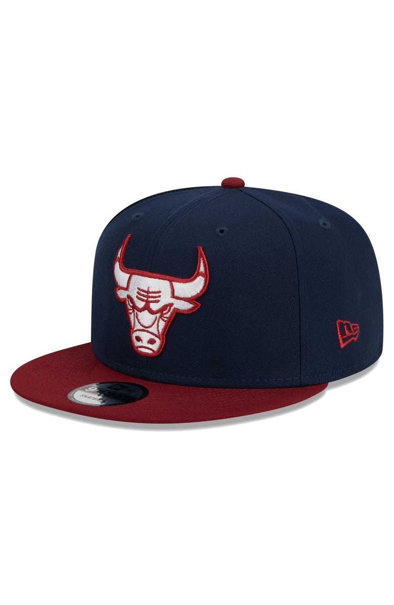 New Era Men's New Era Navy/Crimson Chicago Bulls Two-Tone Color Pack 9FIFTY Snapback Hat, Main, color,