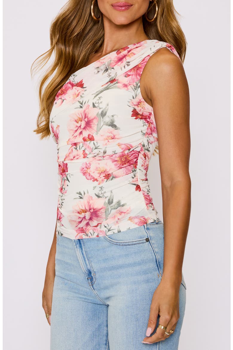 Aurora Floral Print Asymmetric Sleeveless Top, Alternate, color, CREAM RED FLORAL