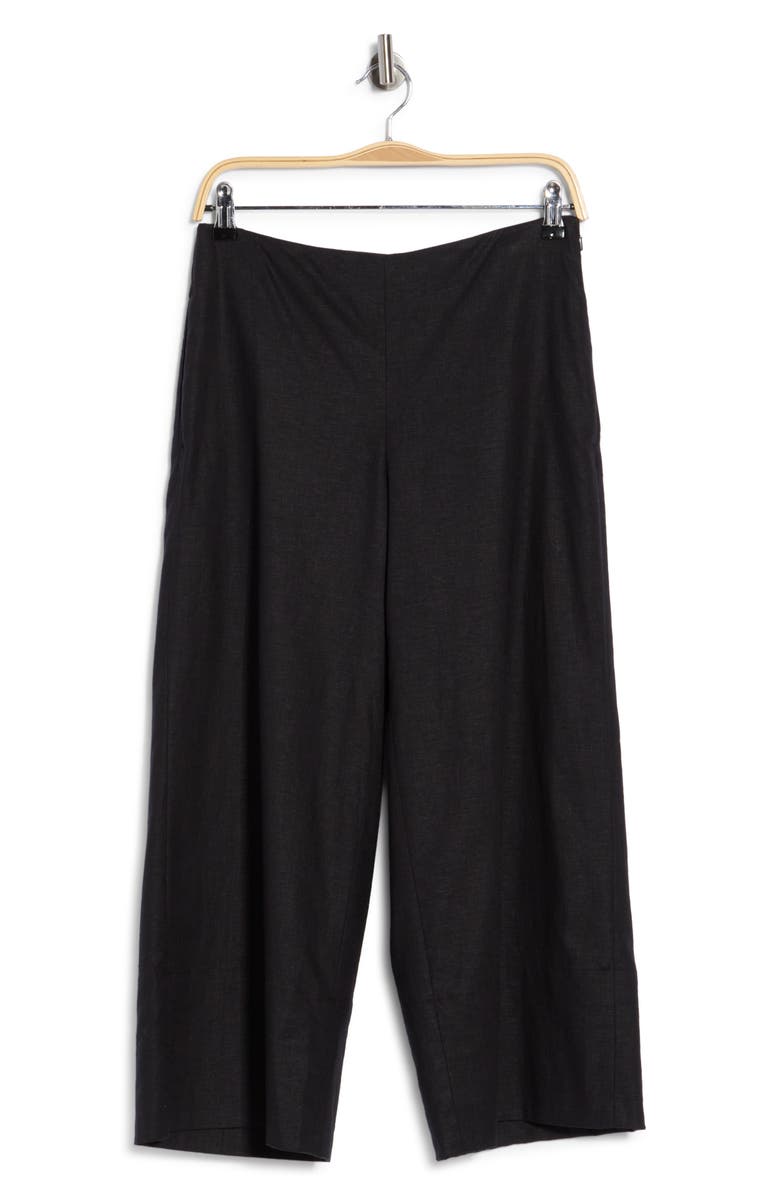 Vince Linen Blend Crop Wide Leg Pants, Main, color, Soft Black