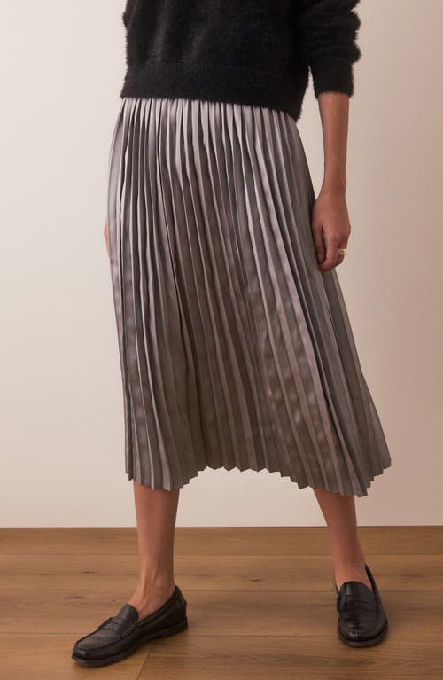 Marine Layer Chelsea Pleated Midi Skirt In Silver