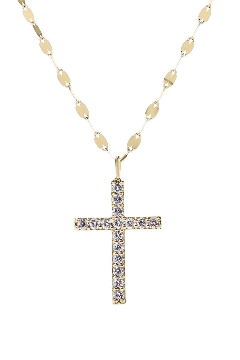 14K Gold Diamond Cross Pendant Necklace, Main, color, YELLOW GOLD