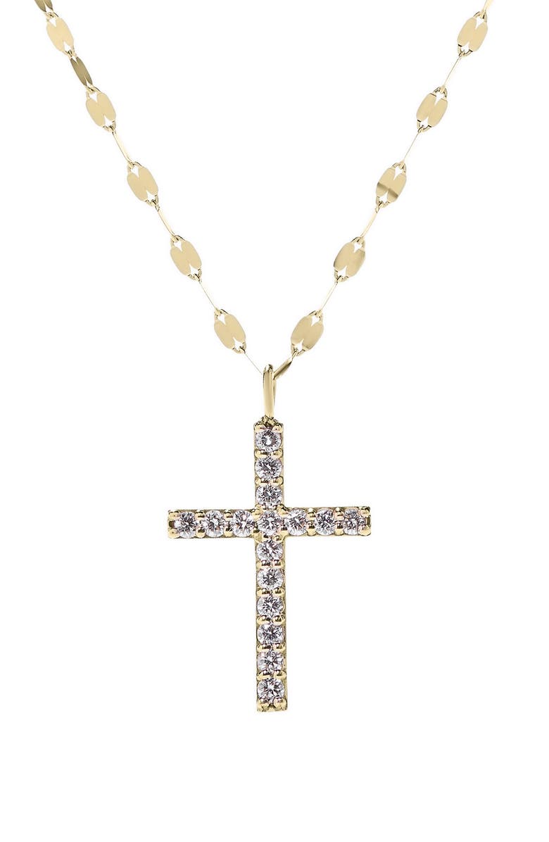 LANA 14K Gold Diamond Cross Pendant Necklace, Main, color,