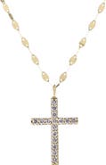 LANA 14K Gold Diamond Cross Pendant Necklace