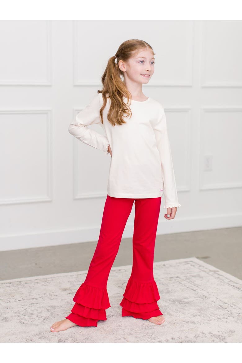 Ruffle Flare Pants, Alternate, color, Red