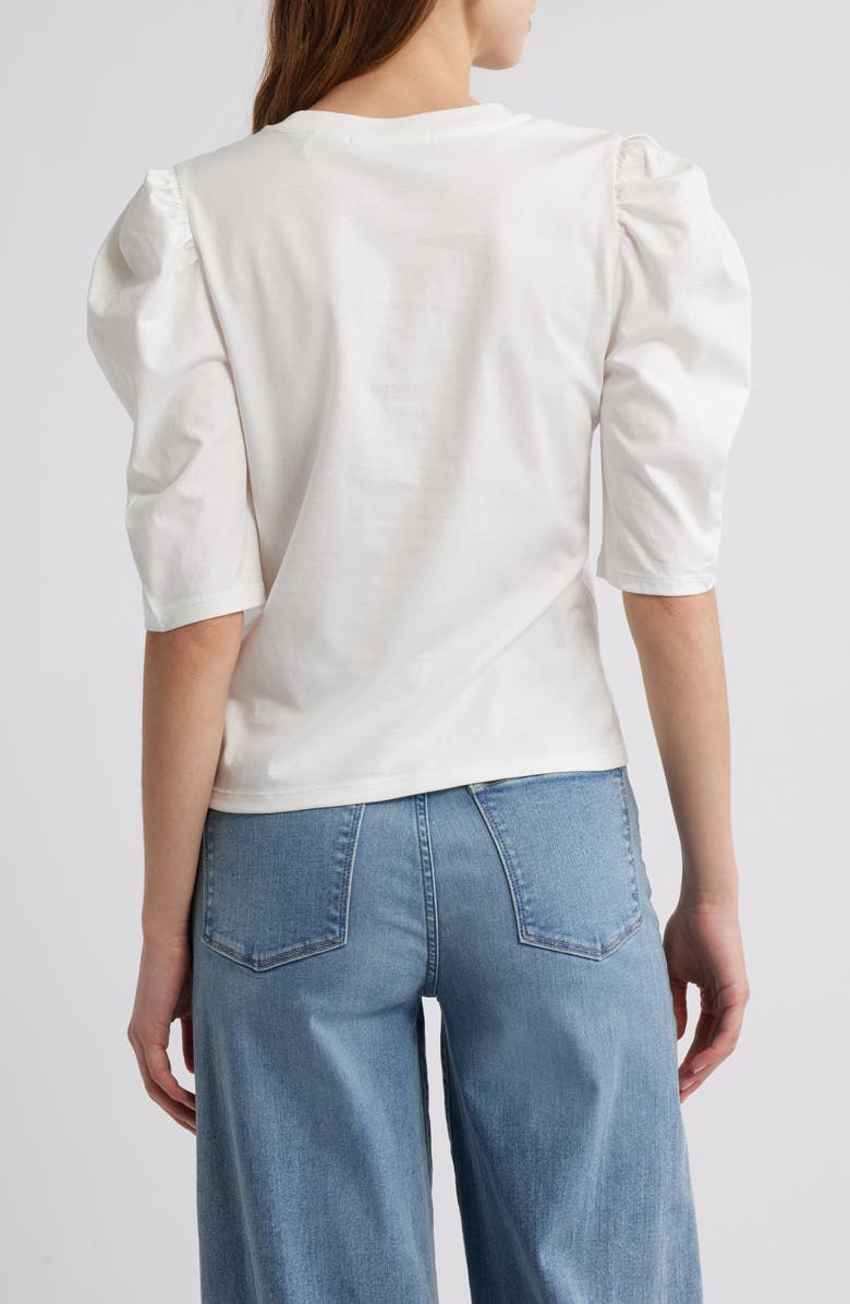 FRAME The Drape Puff Sleeve Organic Cotton Top, Alternate, color, White