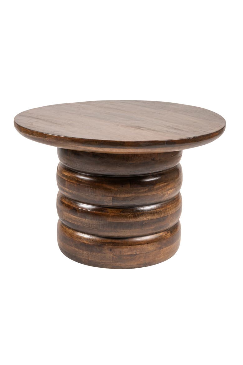 Round Coffee Table with Ribbed Base, Main, color, Black