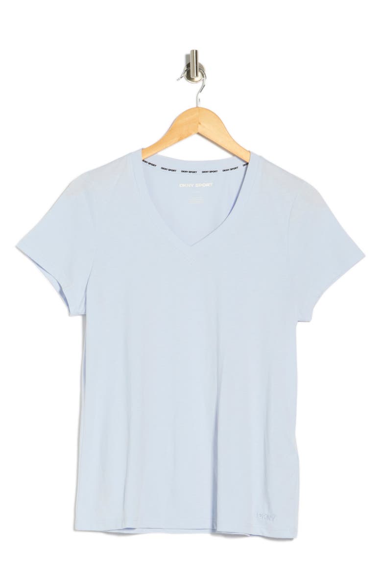 DKNY Solid V-Neck T-Shirt, Main, color, Frost Blue