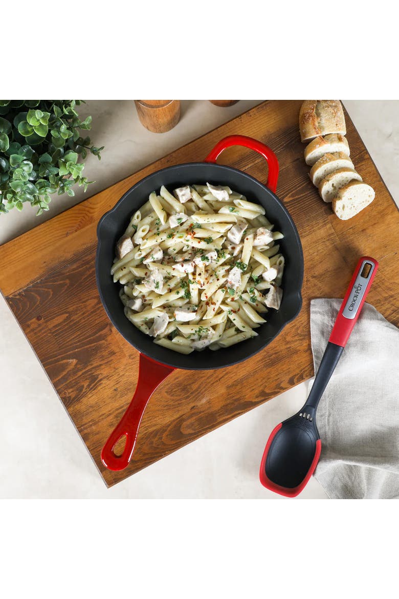 12 Inch Enameled Cast Iron Round Skillet, Alternate, color, Red