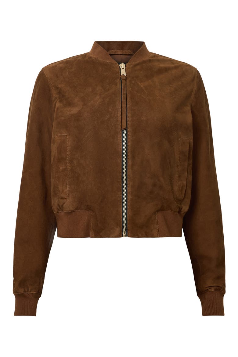 Orten Suede Bomber Jacket, Alternate, color, COGNAC BROWN