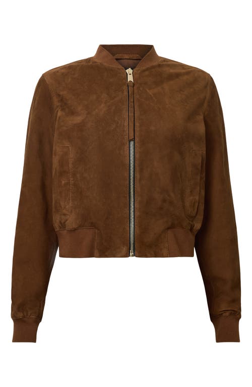 Allsaints Orten Suede Bomber Jacket In Brown