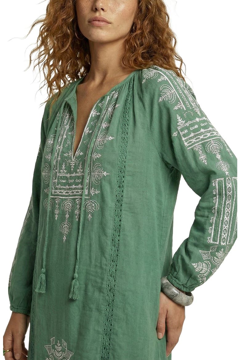 Aurelia Kaftan Style Embroidered Maxi Dress, Alternate, color, Sage Green