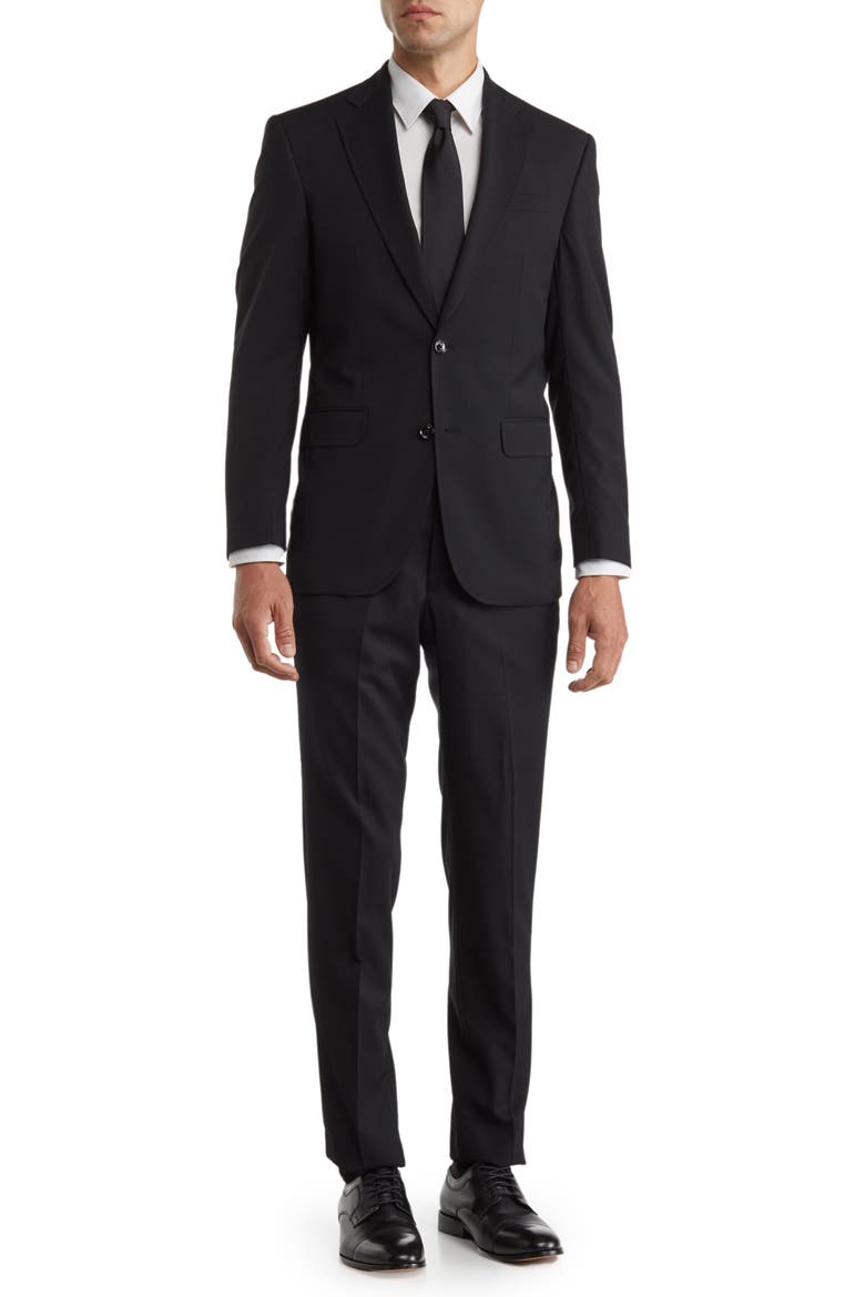 Jarrow Trim Fit Wool Suit, Main, color, BLACK
