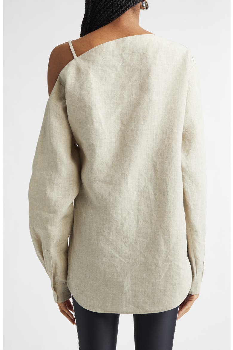 Heart Asymmetric Linen Shirt, Alternate, color, BEIGE BEI