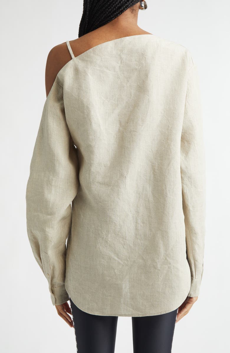 Coperni Heart Asymmetric Linen Shirt, Alternate, color, Beige Bei