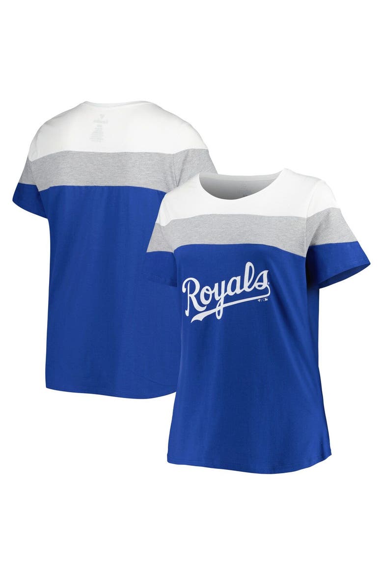 Women's White/Royal Kansas City Royals Plus Size Colorblock T-Shirt, Main, color, Royal