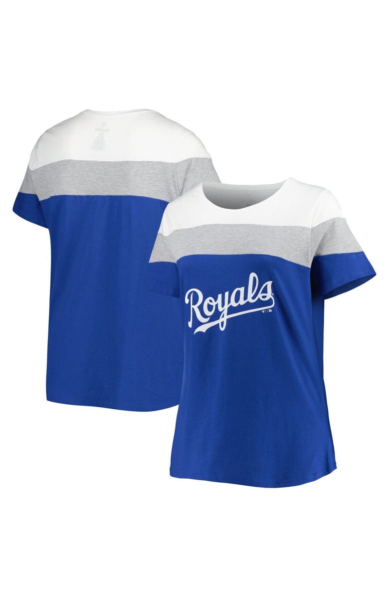 PROFILE Women's White/Royal Kansas City Royals Plus Size Colorblock T-Shirt, Main, color,