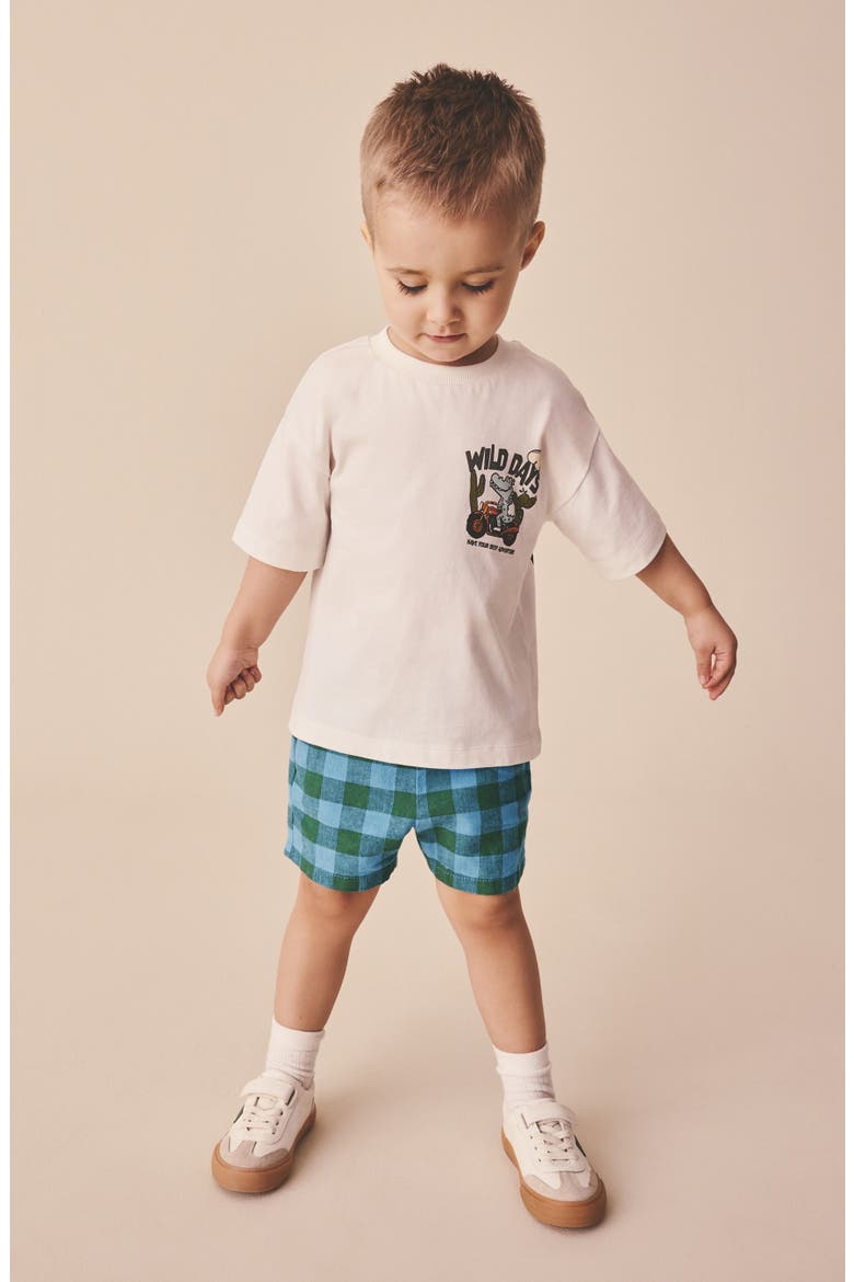 Kids' Gingham Check Linen & Cotton Pull-On Shorts, Alternate, color, MULTI