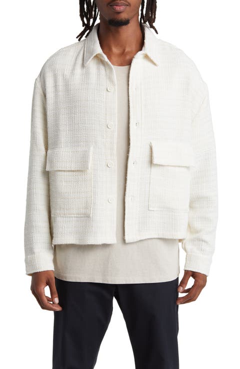 Textured Crop Button-Up Shirt