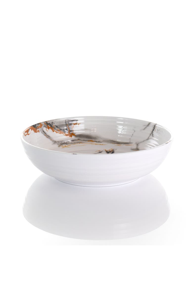 Elama Fine Sculpture 12 Piece Lightweight Melamine Dinnerware Set, Alternate, color, White