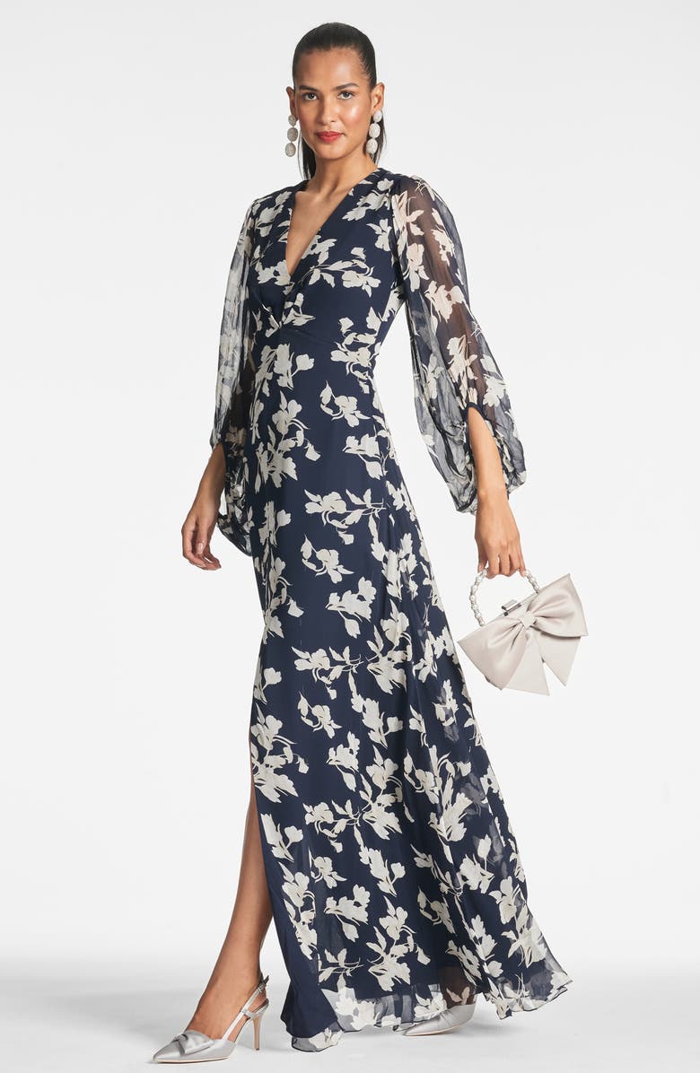 Sachin & Babi Jenny Floral Balloon Sleeve Gown, Alternate, color, 