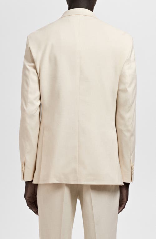 Mango Milan Slim Fit Linen Blazer In Neutral