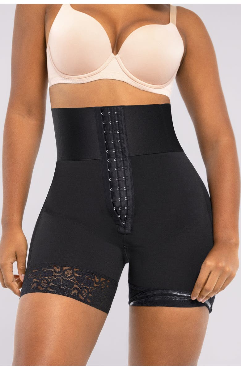 Shapellx Tummy Control Boned Sculpt High Waist Shorts, Main, color, Jet Black