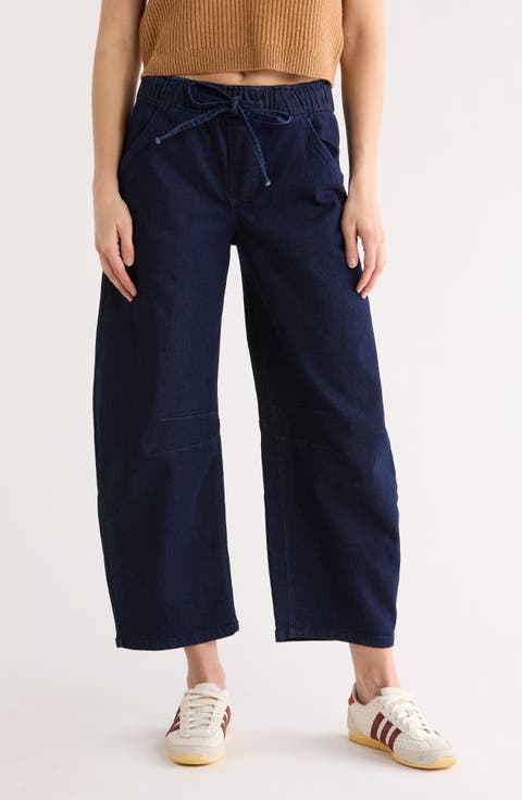 Drawstring Barrel Leg Jeans