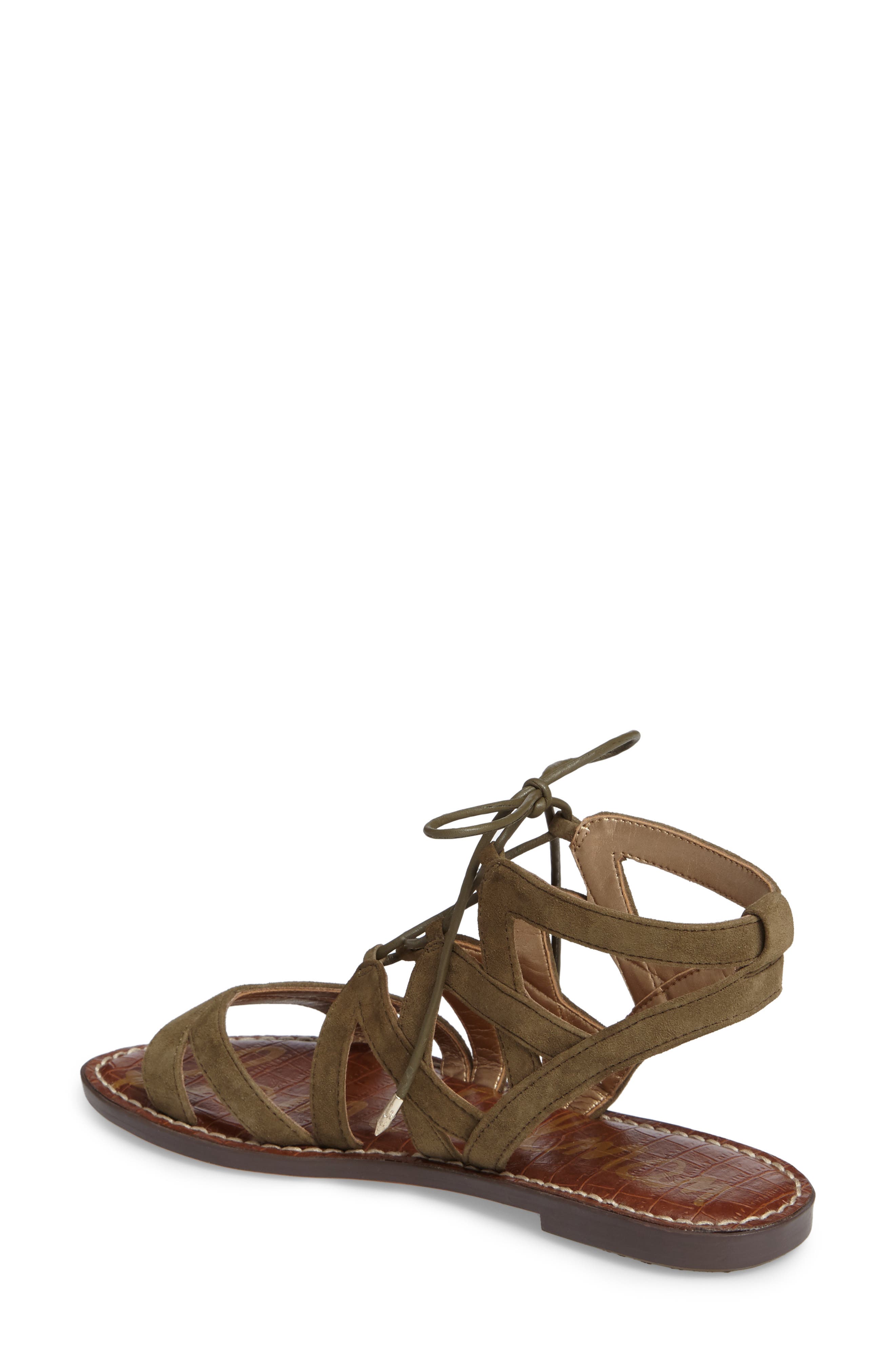 Gemma Lace-Up Sandal, Alternate, color, MOSS GREEN SUEDE