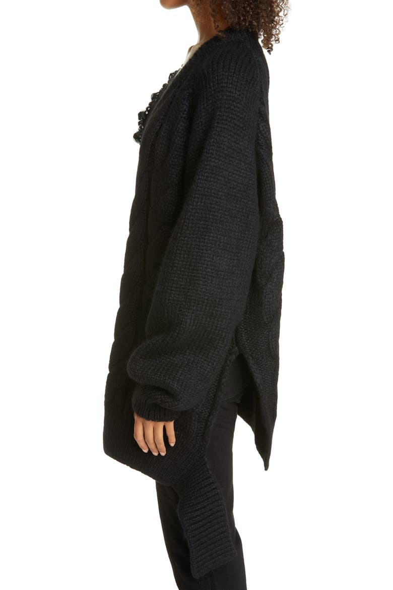 Beaded Cable Alpaca Blend Sweater, Alternate, color, BLACK/ JET