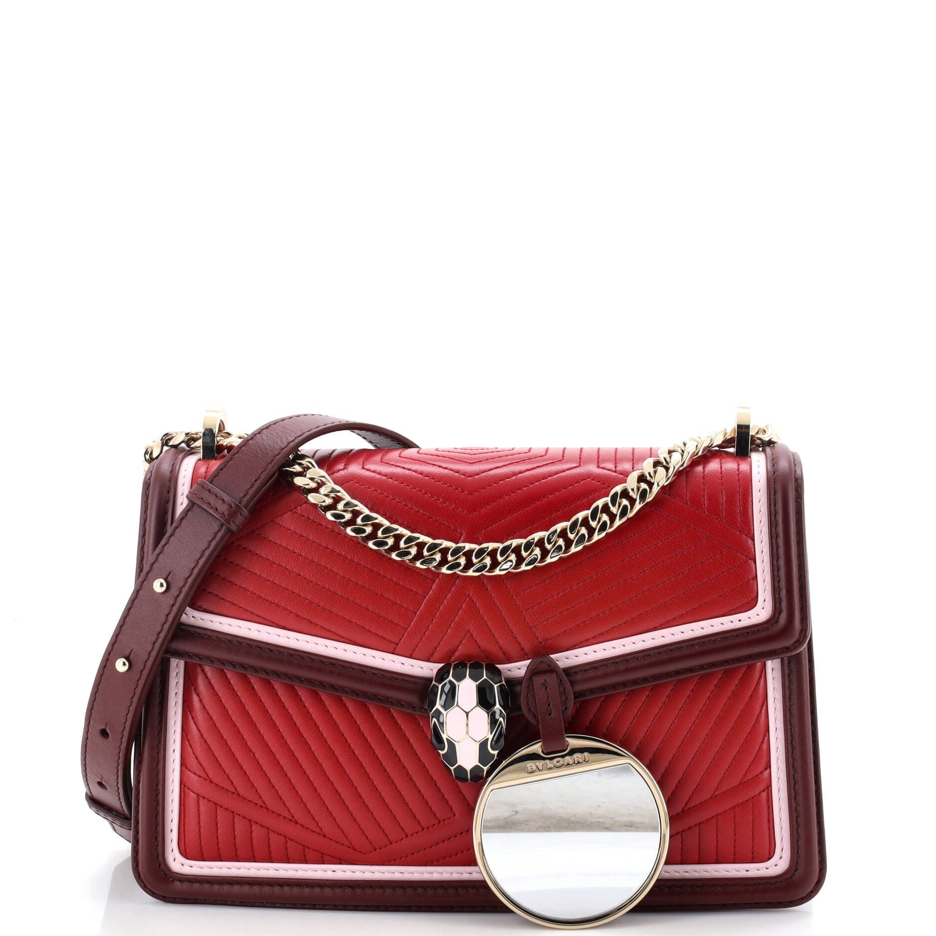 Serpenti Forever Shoulder Bag Quilted Leather Small, Alternate, color, Red