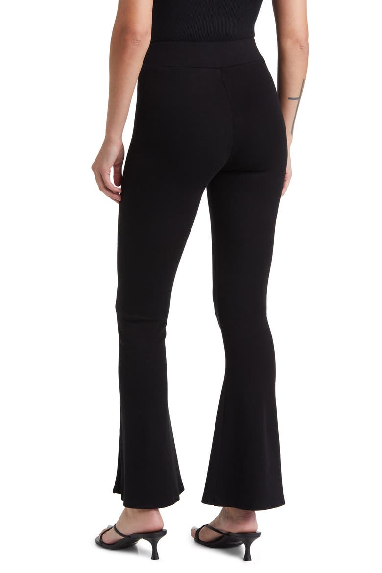 x EmRata Morrison High Waist Flare Rib Knit Pants, Alternate, color, TRUE BLACK