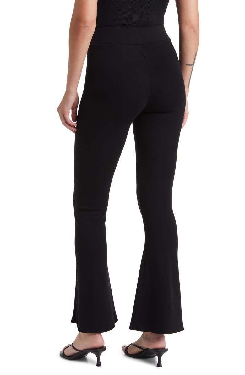 AG x EmRata Morrison High Waist Flare Rib Knit Pants, Alternate, color, True Black