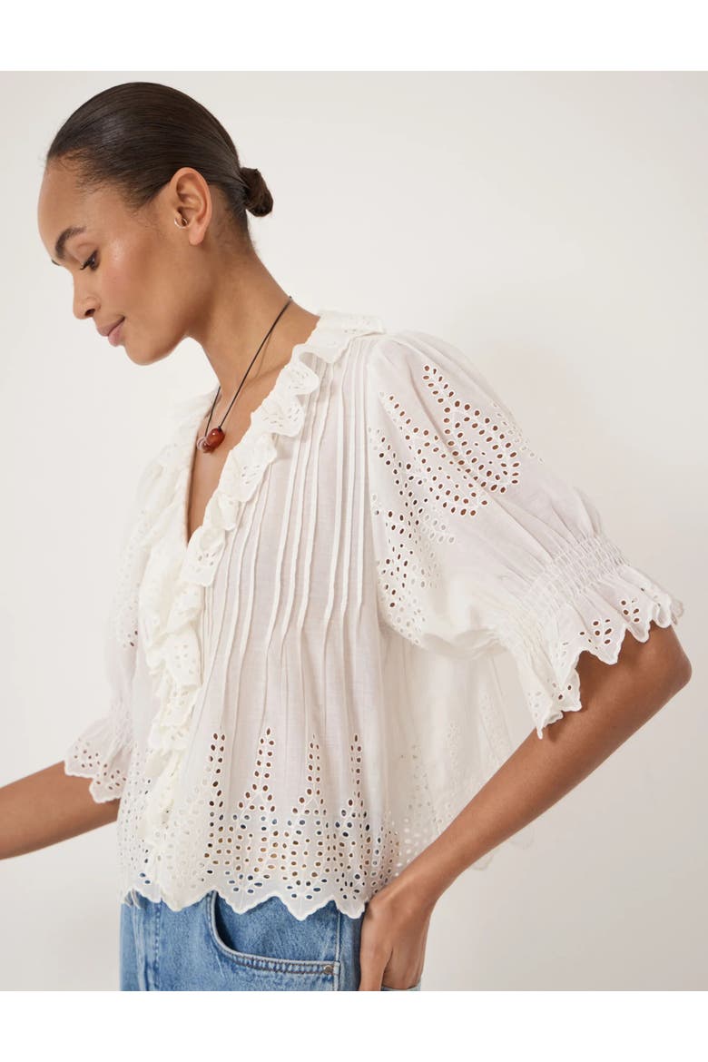 Koa Cotton Broderie Blouse, Alternate, color, White