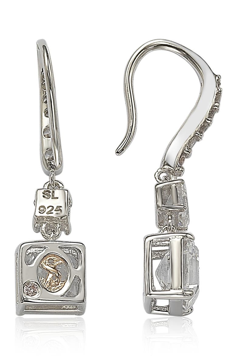 Sterling Silver White Cubic Zirconia Drop Earrings, Alternate, color, WHITE