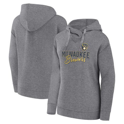 Women's Fanatics Branded Heather Gray Milwaukee Brewers Script Favorite Lightweight Pullover Hoodie