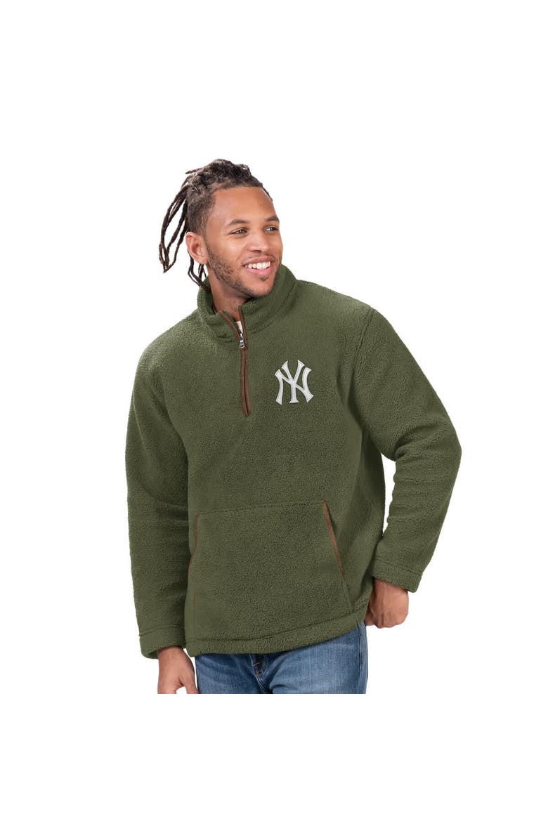 G-III SPORTS BY CARL BANKS Men's G-III Sports by Carl Banks Hunter Green New York Yankees Everest Fleece Quarter-Zip Jacket, Alternate, color, Hunter Green