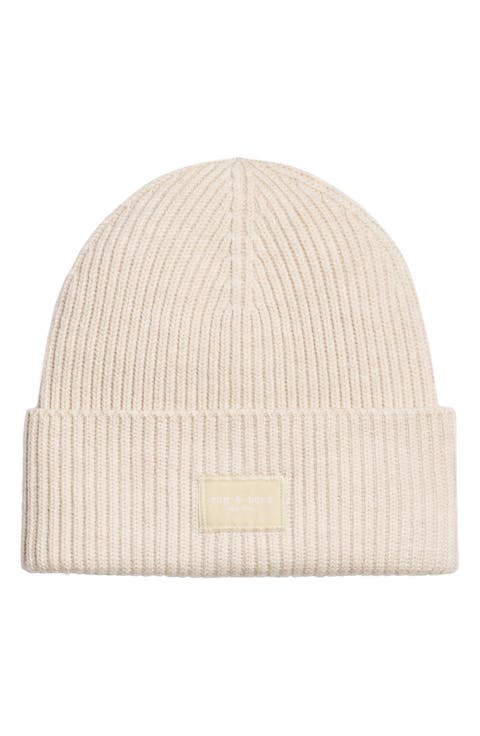 Blake Logo Patch Wool Blend Rib Beanie