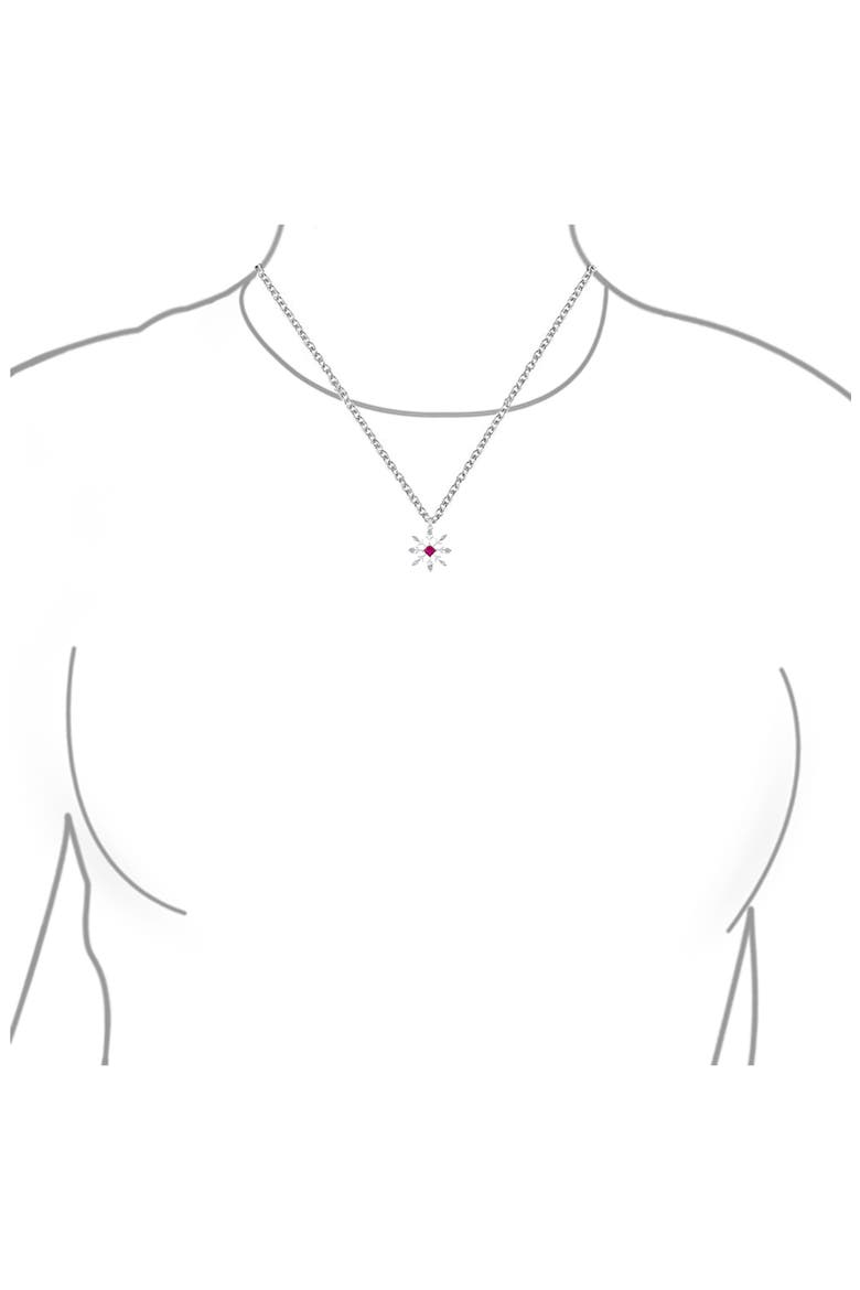 Sterling Silver CZ Snowflake Pendant Necklace & Earrings Set, Alternate, color, RED